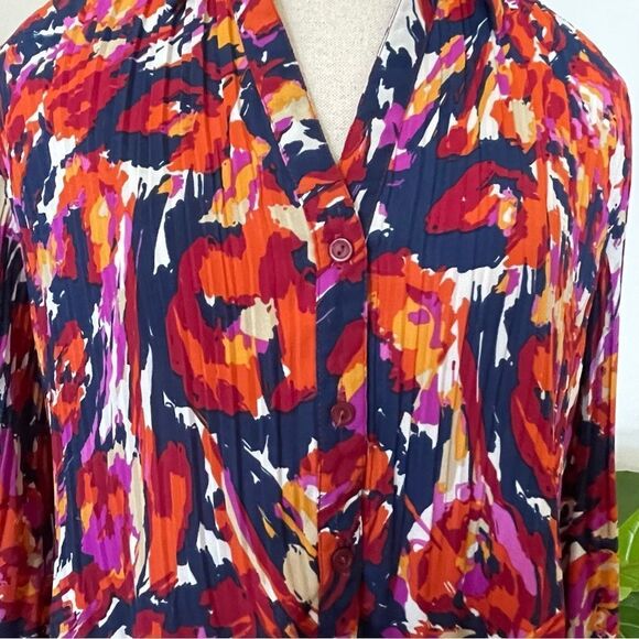 Sunny Leigh hi low button down shirt with pleats size M multicolor - Picture 2 of 16